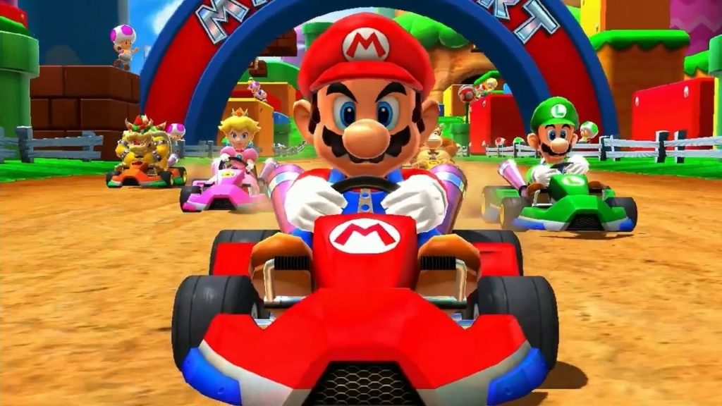 Mario, Luigi, Princess and the enemy drives Kart