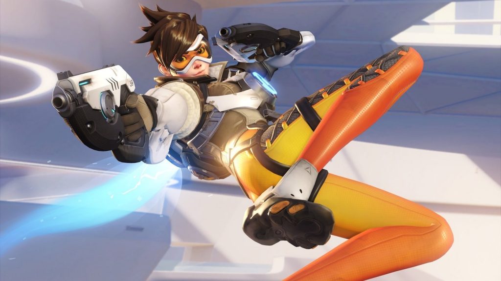 OverWatch Character in the Air and Posture witg Guns