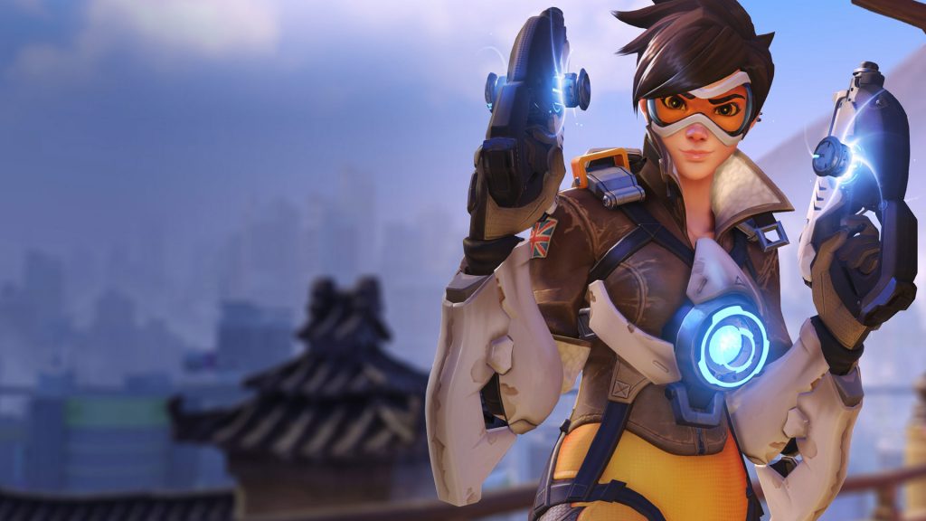 Beautiful OverWatch Character with to guns